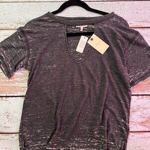 *NWT* Lucky Grey marled tee with open neck detail